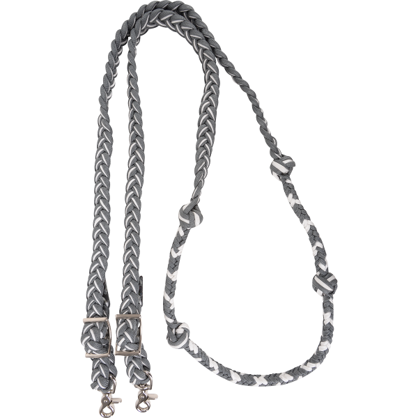 Martin Saddlery Braided Barrel Racing Reins GREY-WHITE