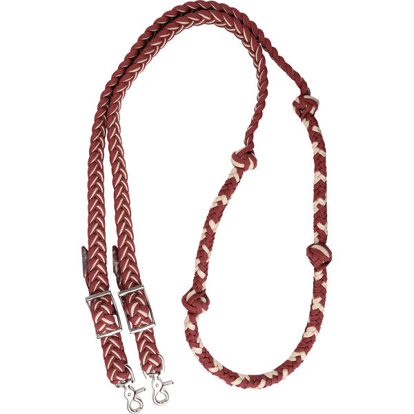 Martin Saddlery Braided Barrel Racing Reins MAROON-TAN