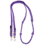 Martin Saddlery Braided Barrel Racing Reins PURPLE-STEEL GREY