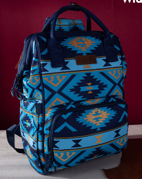 Wrangler Aztec Printed Callie Backpack (Nappy Bag) - Navy