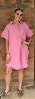 Cotton Summer Claire Dress - Rose Pink