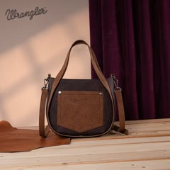 Wrangler "W" Stitch Fringe Two Tone Tote/Crossbody - Coffee
