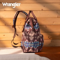 Wrangler Aztec Printed Callie Backpack (Nappy Bag) - Coffee