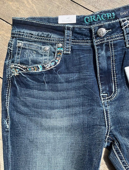 Grace in LA Ladies jeans Steer Head Mid-Rise Bootcut Jeans