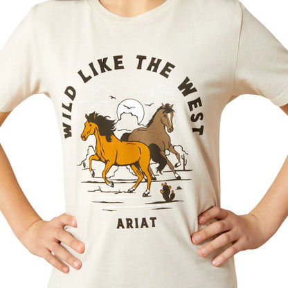 Ariat Girls Wild Like the West Short Sleeve Tee Natural