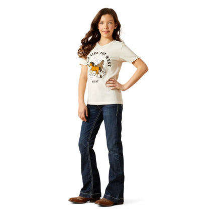 Ariat Girls Wild Like the West Short Sleeve Tee Natural