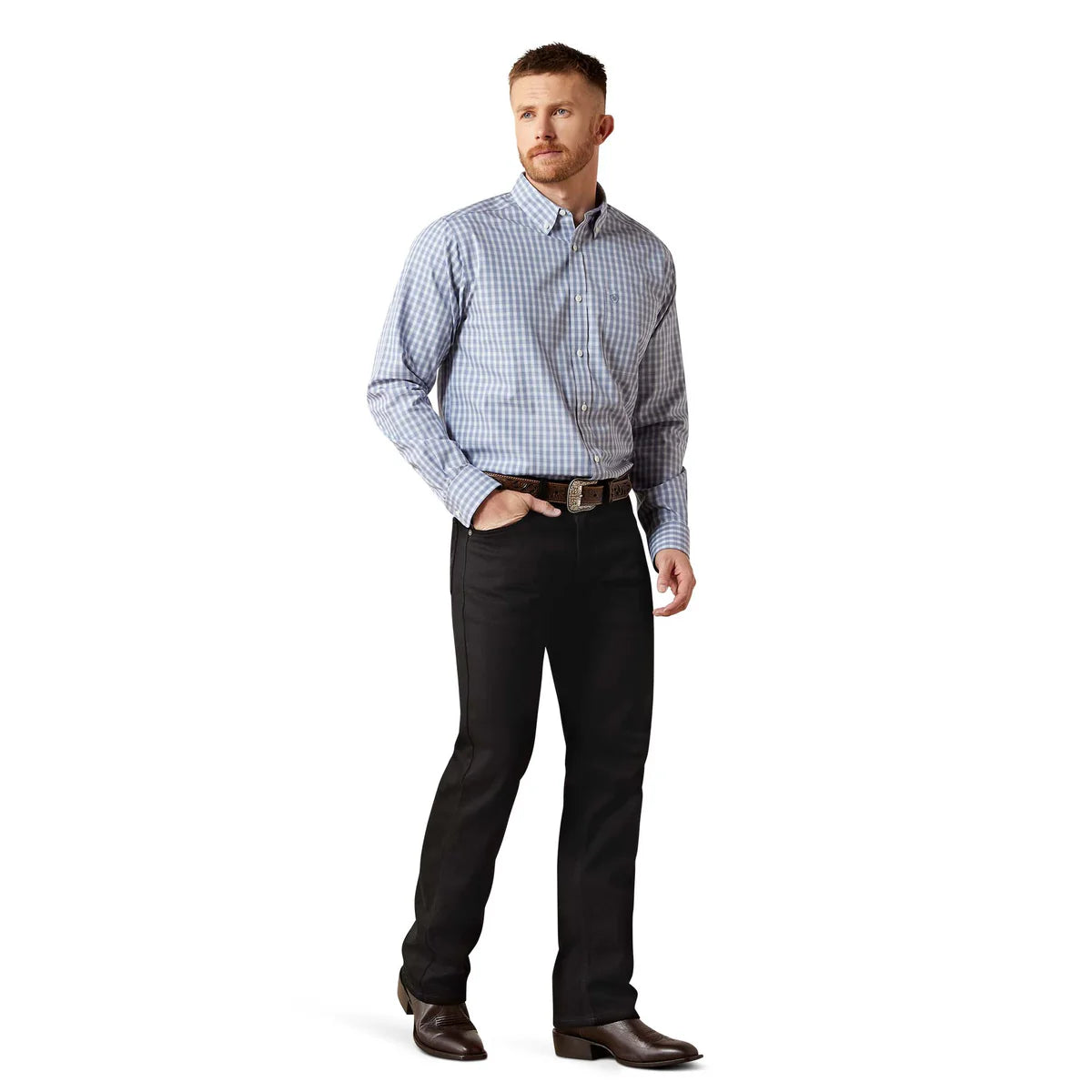 Ariat Men's Wrinkle Free Brett Fitted Long Sleeve Shirt - Grey