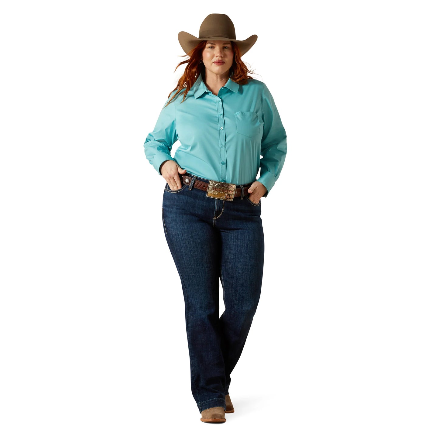 Ariat women's Wrinkle Resistant Kirby L/S Shirt - Aqua Sea