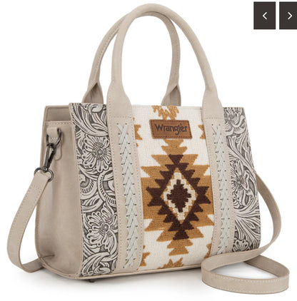 Wrangler Aztec Tooled Crossbody Bag - Beige