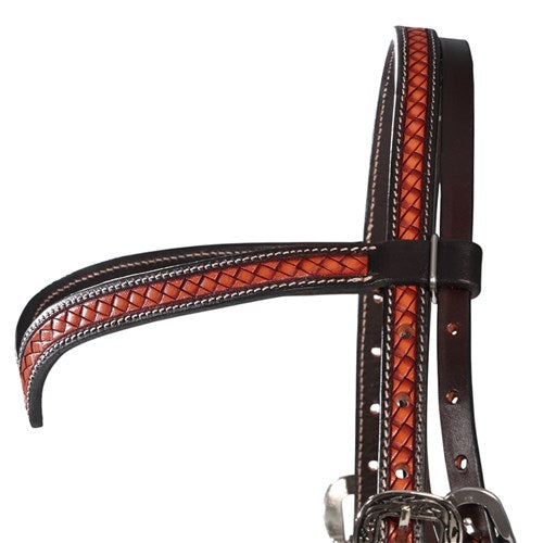 Fort Worth Outlaw V Brow Basketweave Headstall