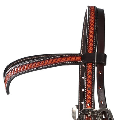 Fort Worth Outlaw V Brow Basketweave Headstall