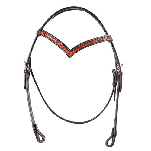 Fort Worth Outlaw V Brow Basketweave Headstall
