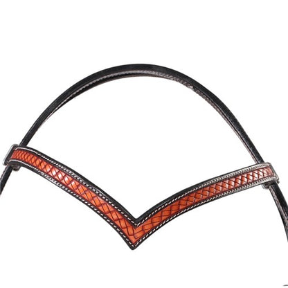 Fort Worth Outlaw V Brow Basketweave Headstall