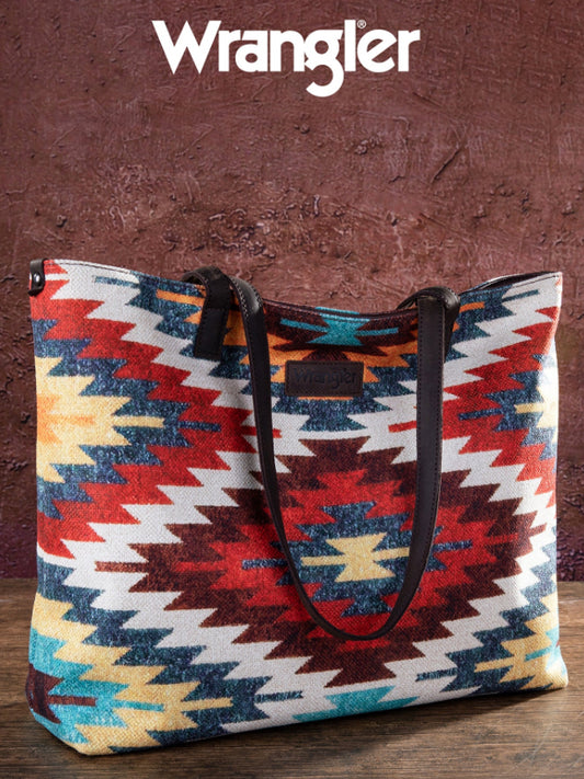 Wrangler Aztec Pattern Print Canvas Tote Bag - Muti