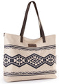 Wrangler Aztec Pattern Print Canvas Tote Bag - Tan