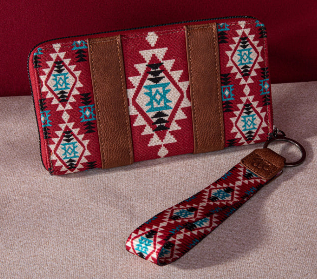 Wrangler Southwestern Art Print Wallet Burgundy
