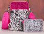 Trinity Ranch Genuine Hair-On Cowhide /Tooled Collection Phone Purse with Coin Pouch - Hot Pink