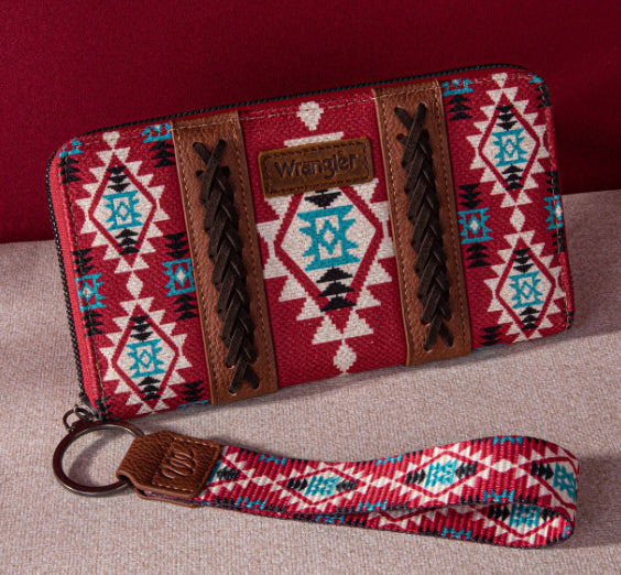 Wrangler Southwestern Art Print Wallet Burgundy