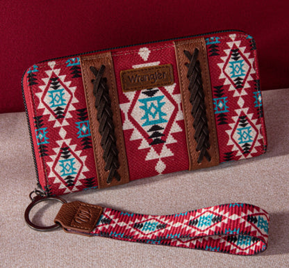 Wrangler Southwestern Art Print Wallet Burgundy