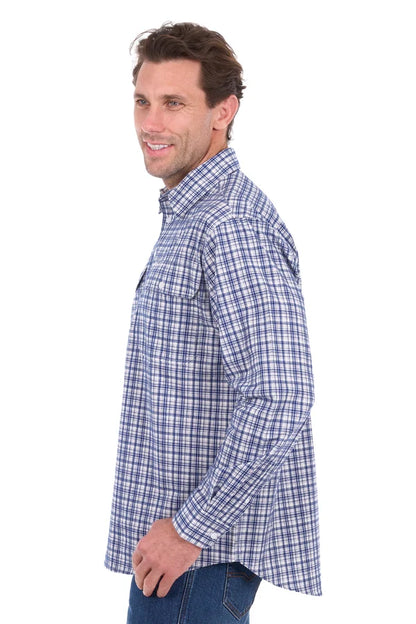 Men's Brooks 1/2 PLKT Long Sleeve Shirt - Blue/ White