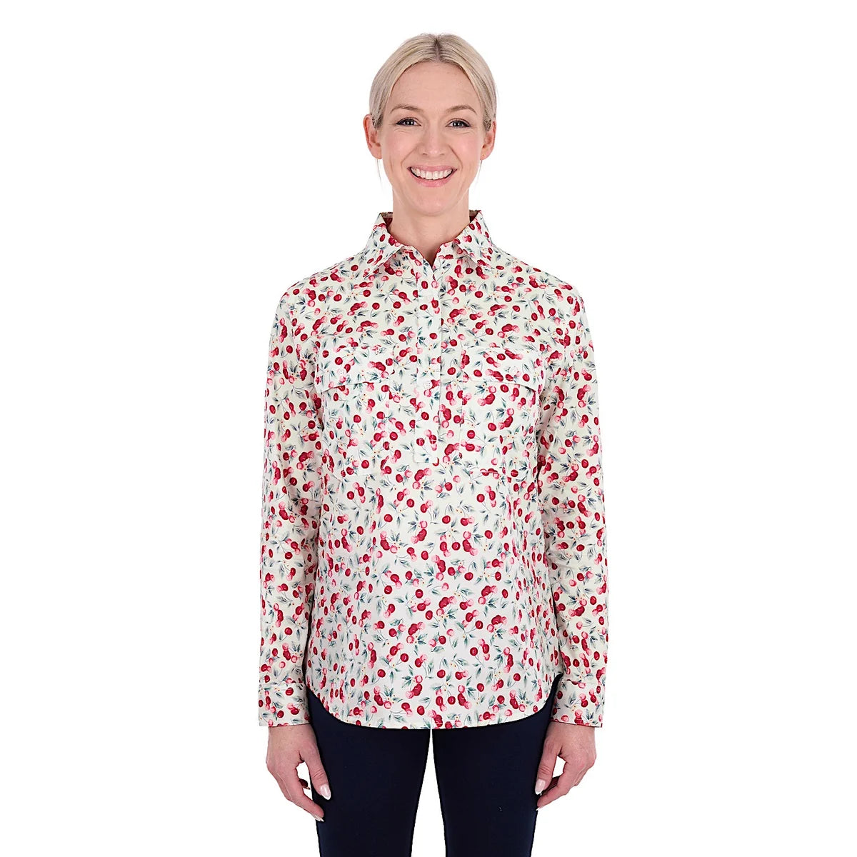 Women's Clair 1/2 PLKT Long Sleeve Shirt - Red