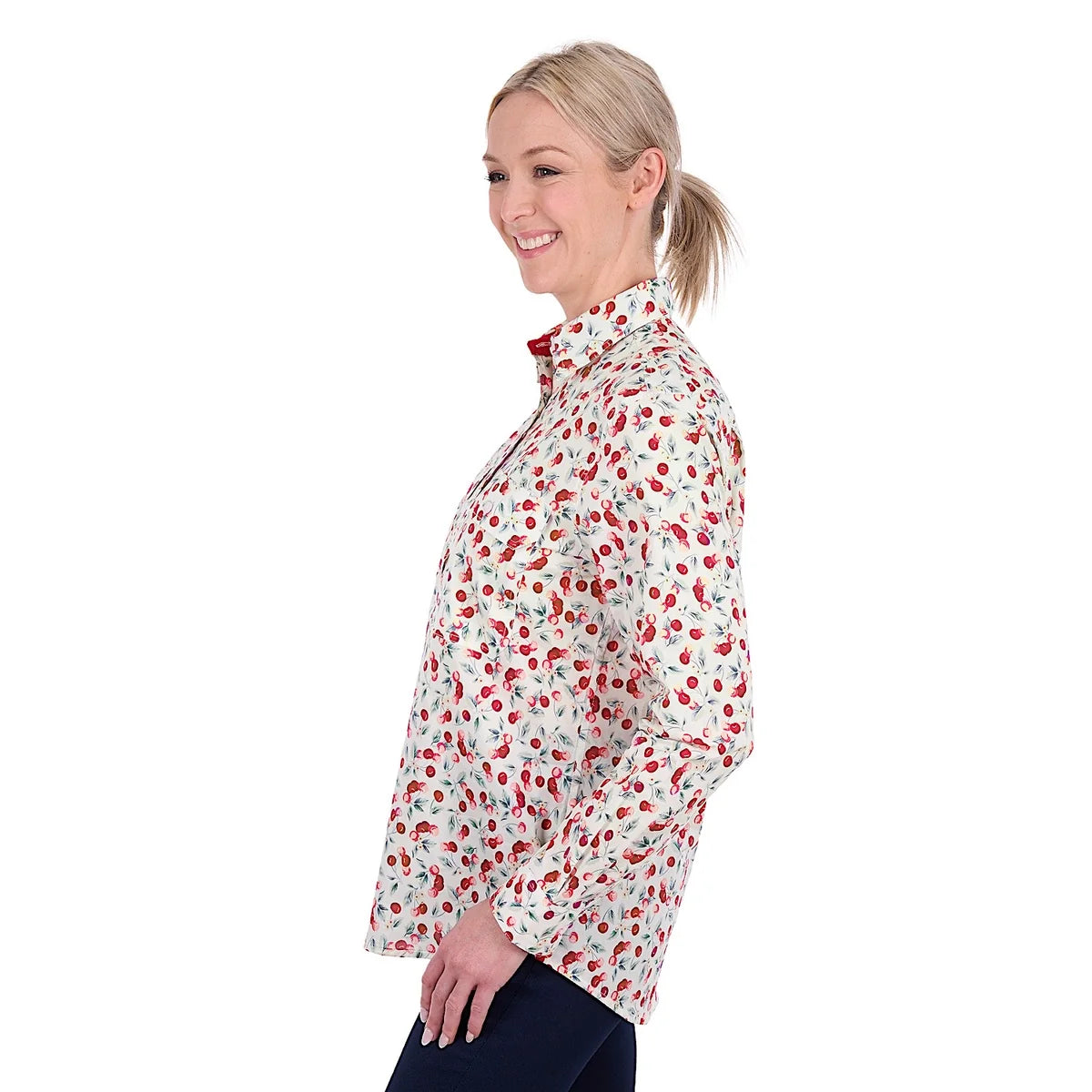 Women's Clair 1/2 PLKT Long Sleeve Shirt - Red
