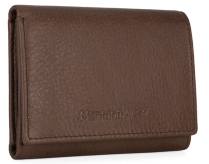 Montana West Genuine Leather Tri-Fold Wallet - Coffee