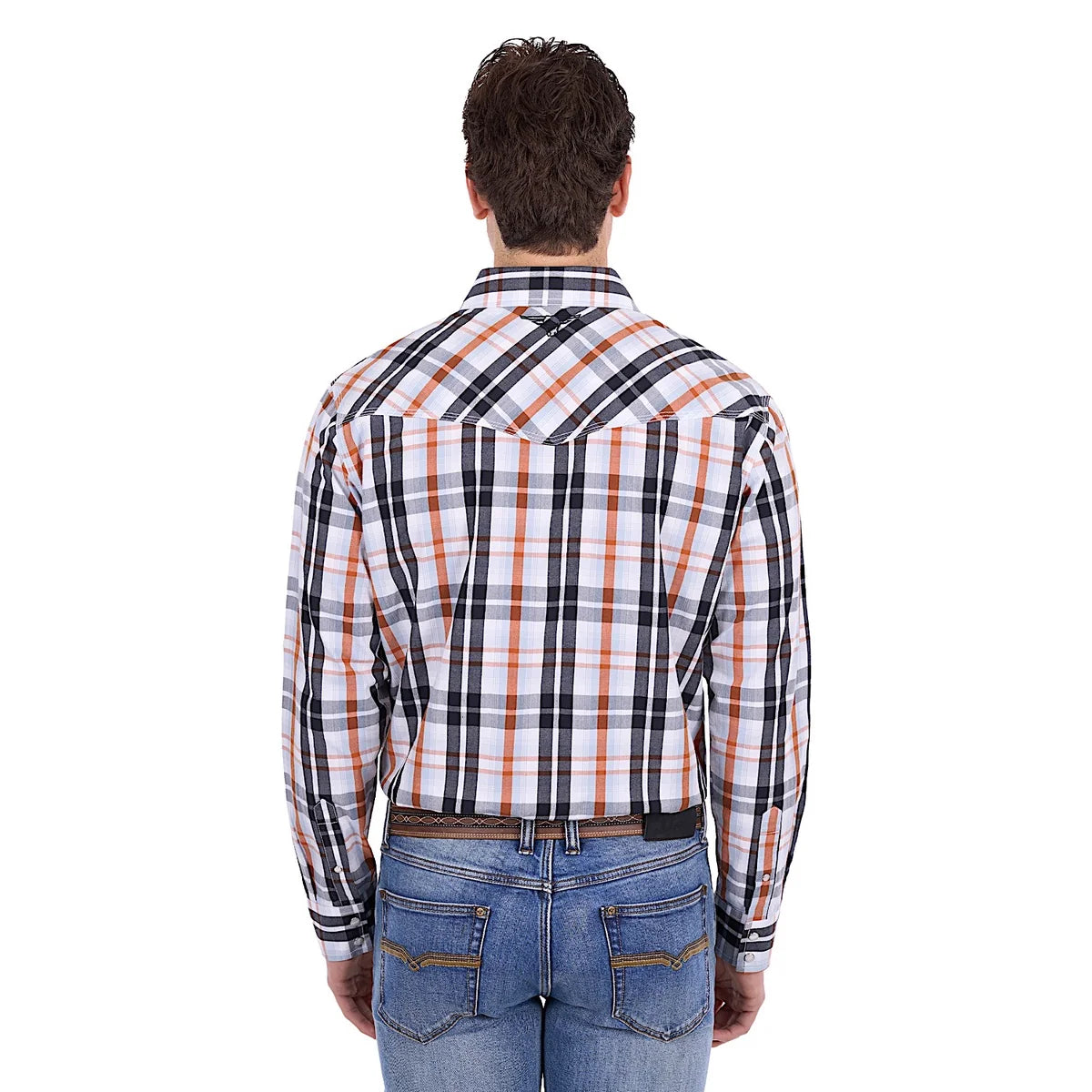 Pure Western Men's Terry Long Sleeve Shirt - Black/ Rust