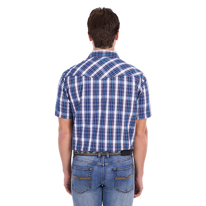 Pure Western Men's Larry Short Sleeve Shirt - Navy / Blue