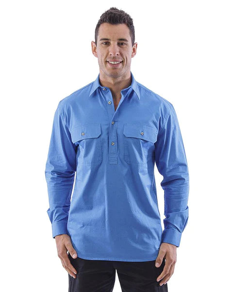 PILBARA Mens Closed Front W/Shirt Light Blue