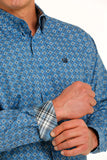 Cinch Men's Blue Print Classic Fit Long Sleeve Shirt