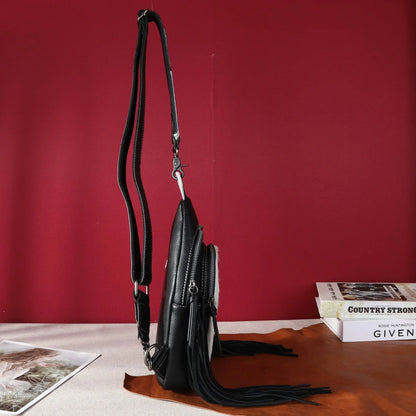 Montana West Genuine Hair-On Cowhide Fringe Sling Bag - Brown
