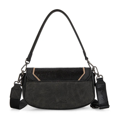 Montana West Hair-On Cowhide Mini Shoulder Bag/Crossbody/Clutch-Black