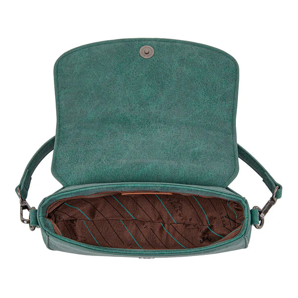 Montana West Hair-On Cowhide Mini Shoulder Bag/Crossbody/Clutch-Turquoise