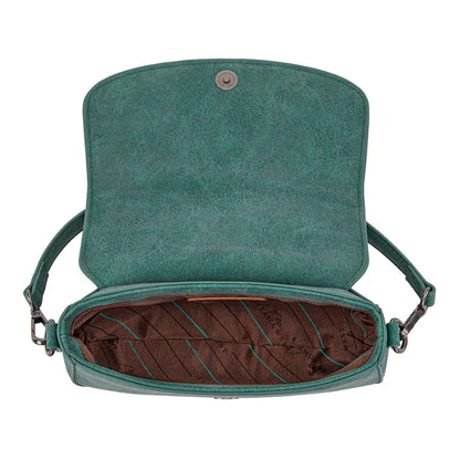 Montana West Hair-On Cowhide Mini Shoulder Bag/Crossbody/Clutch-Turquoise