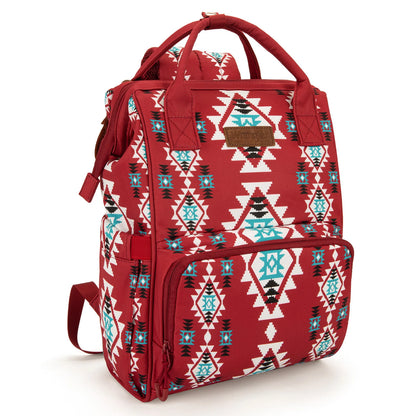 Wrangler Aztec Printed Callie Backpack (Nappy Bag) - Burgundy