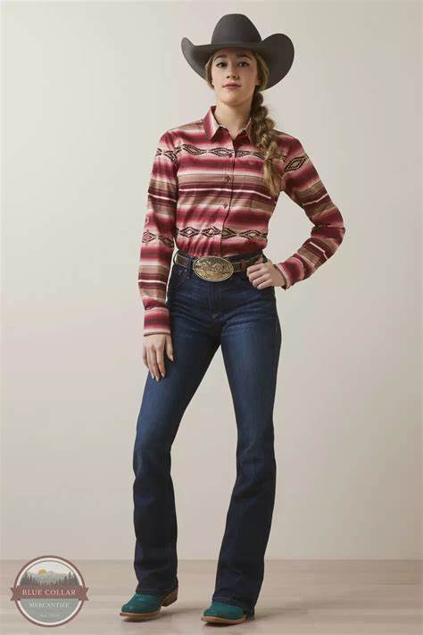 Ariat Womens Wrinkle Resist Team Kirby Stretch Shirt Blushing Serape