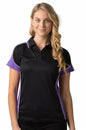 Be Seen Ladies Polo Black/Purple/White