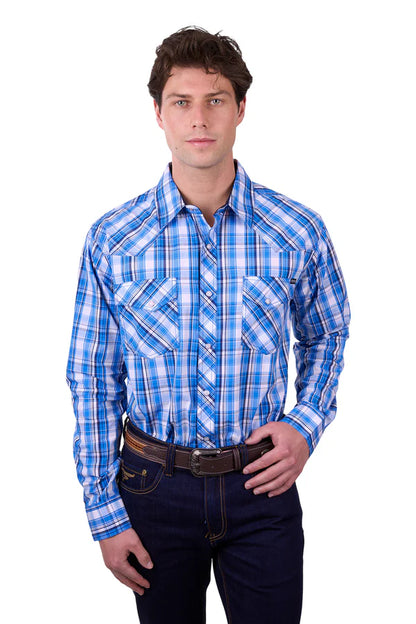 Pure Western Men's Wade L/S Shirt - Blue