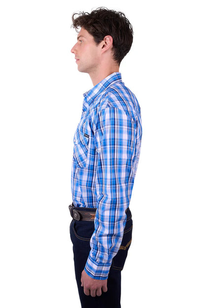 Pure Western Men's Wade L/S Shirt - Blue