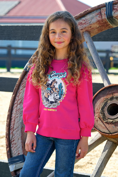 Pure Western Girls Rachel Crew - Pink