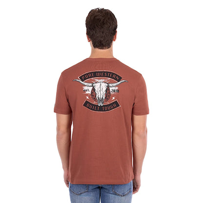 Pure Western Men's Joey Short Sleeve Tee - Rust