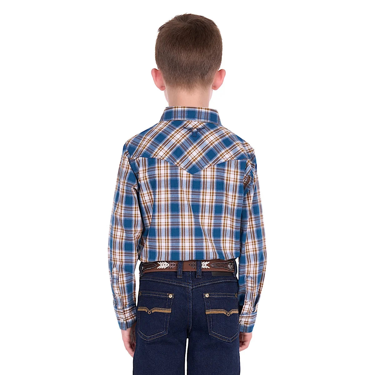 Boy's Todd Long Sleeve Shirt - Navy/Tan