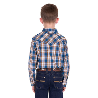 Boy's Todd Long Sleeve Shirt - Navy/Tan