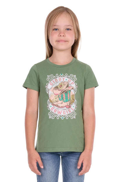 Pure Western Girl's Ella Short Sleeve Tee - Moss