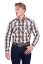 Pure Western Men's Roger L/S Shirt - Dark Tan/White