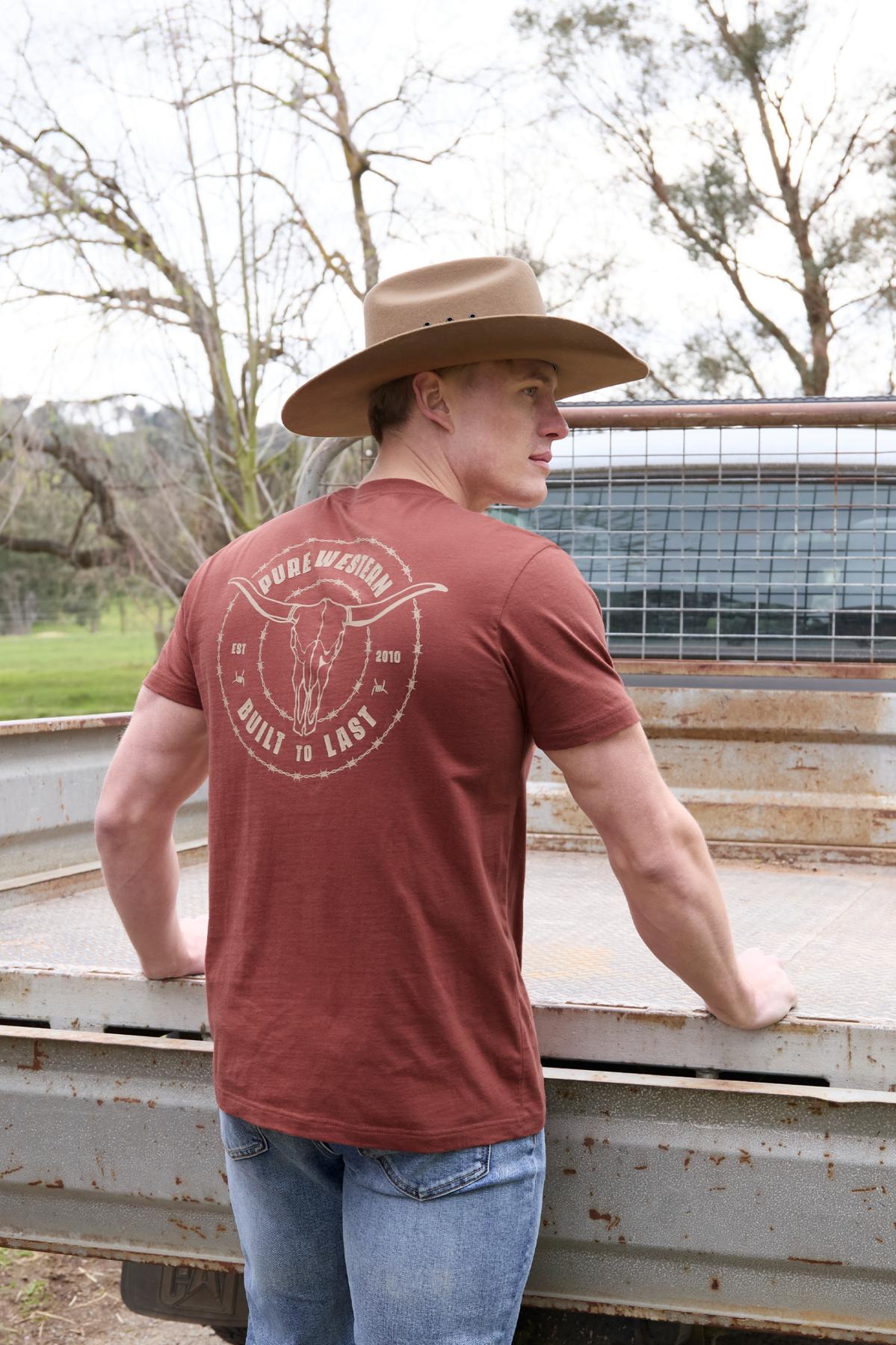 Pure Western Men's Walker SS Tee - Rust