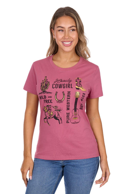 Pure Western Women's Trinity SS Tee - Raspberry