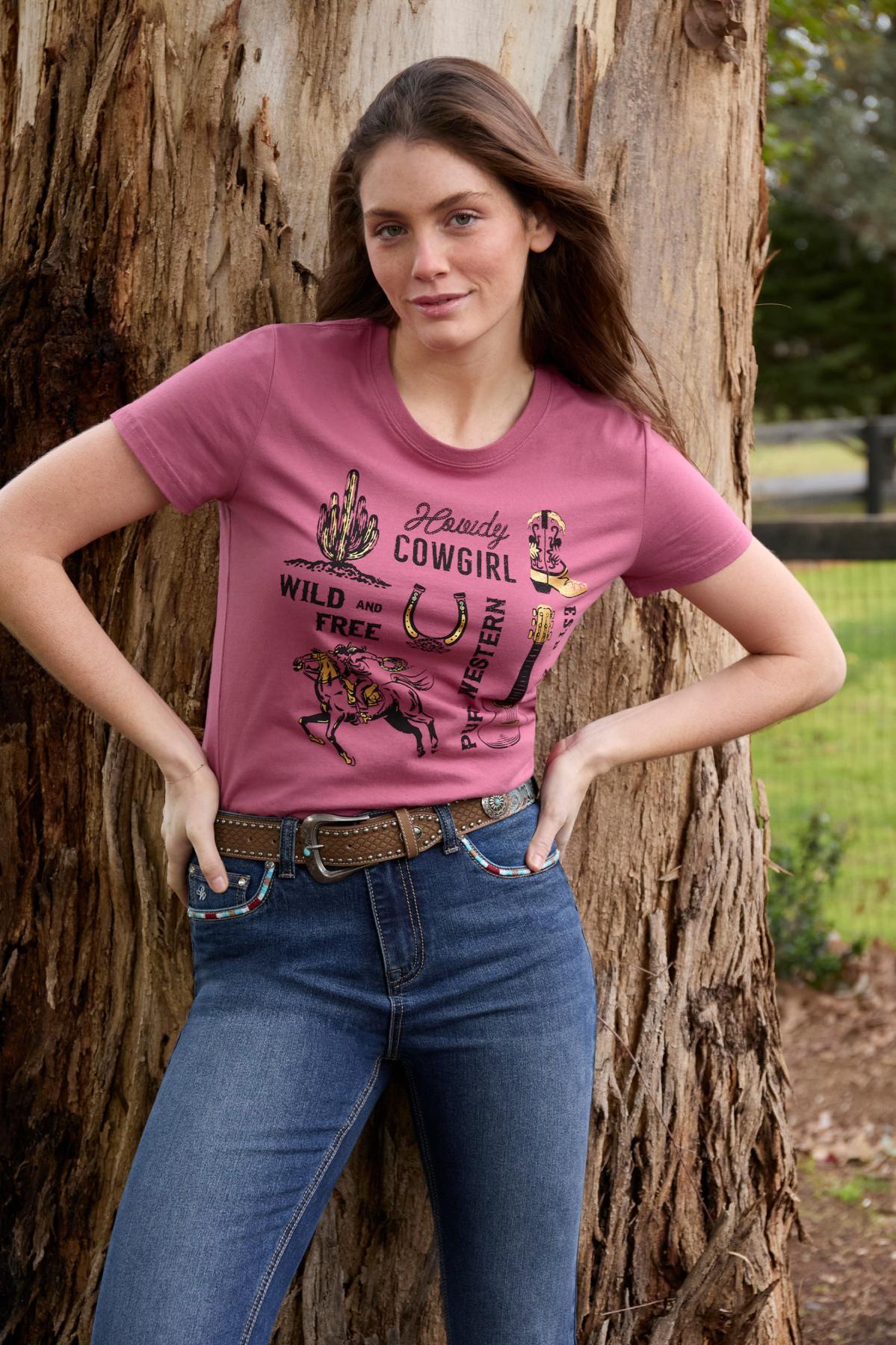 Pure Western Women's Trinity SS Tee - Raspberry