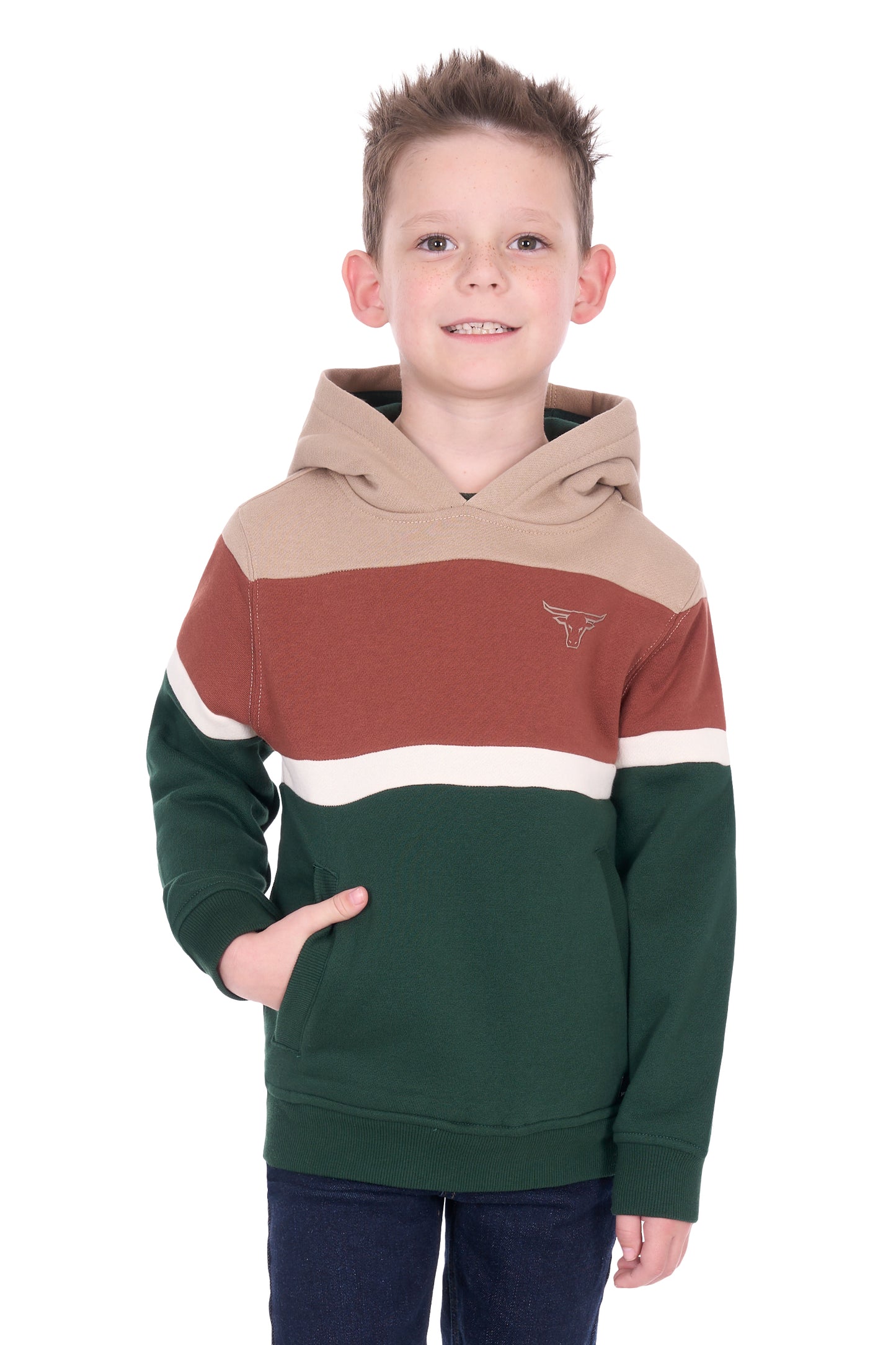 Pure Western Boy's Harry Hoodie - Green/Multi
